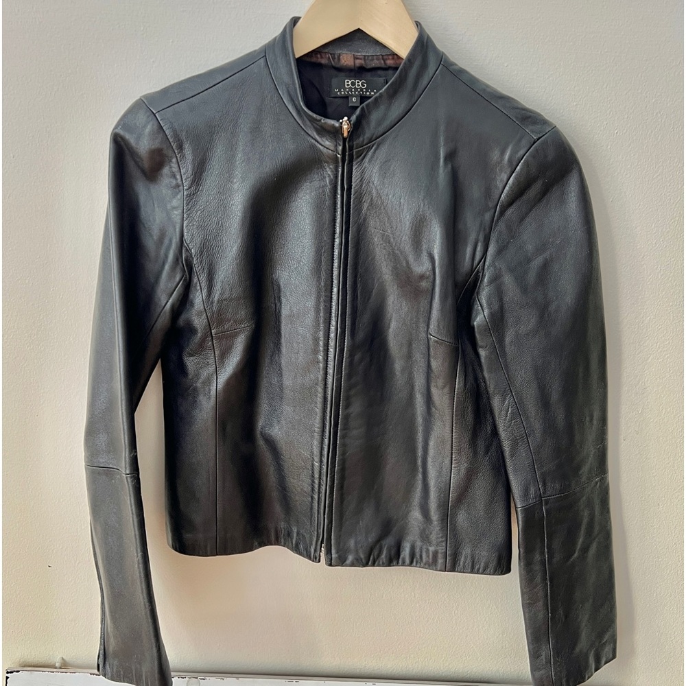 BCBG MaxAzria Leather Jacket S: 6 ( Small )